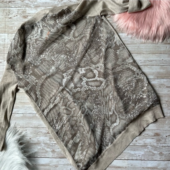 89th & Madison Open Front Cardigan | Small | Oatmeal Heather w/Nut Python NWT - Picture 2 of 7